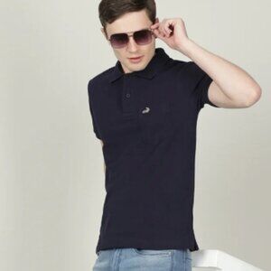 Crocodile Casual Solid Polo T-Shirt Navy